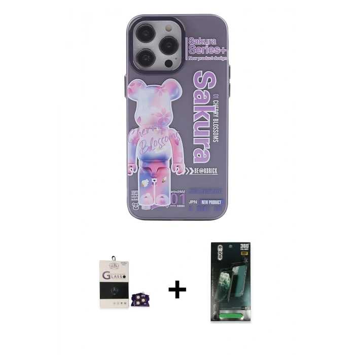 MARSİLYAN™- iPhone 14 Pro Max Kılıf Zirve Form Özel Seri - Siyah 360 Mat Full Body Arka Koruyucu + Bilvis Titan Kamera Lens - GD