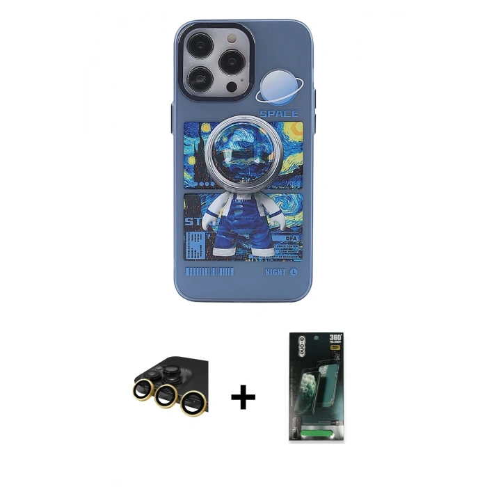 MARSİLYAN™- iPhone 14 Pro Max Kılıf Zirve Form Özel Seri - Siyah 360 Mat Full Body Arka Koruyucu + Raze Metal Kamera Lens - GD