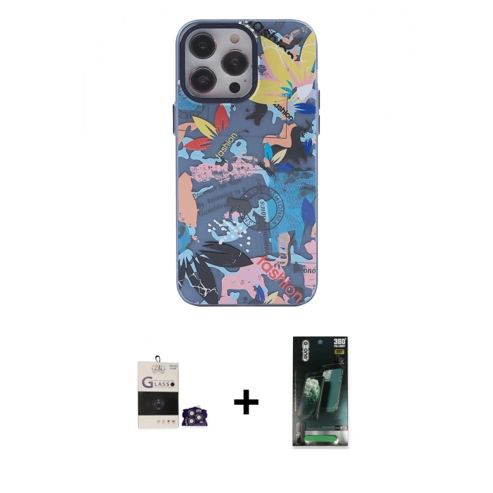 MARSİLYAN™- iPhone 14 Pro Max Kılıf Zirve Form Özel Seri - Siyah 360 Mat Full Body Arka Koruyucu + Bilvis Titan Kamera Lens - GS
