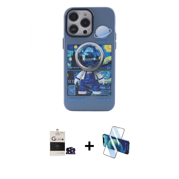 MARSİLYAN™- iPhone 14 Pro Max Kılıf Zirve Form Özel Seri - Siyah 3D Antistatik Cam Ekran Koruyucu + Bilvis Titan Kamera Lens - SH