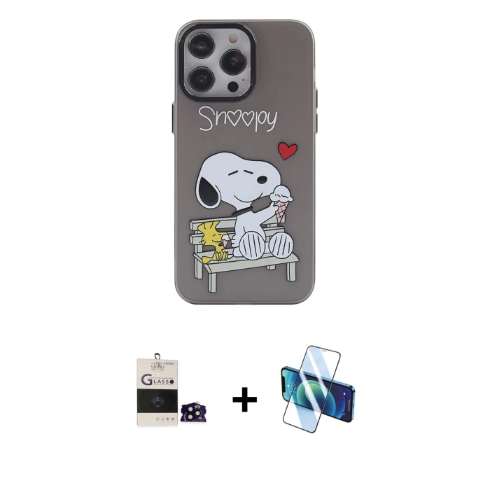 MARSİLYAN™- iPhone 14 Pro Max Kılıf Zirve Form Özel Seri - Siyah 3D Antistatik Cam Ekran Koruyucu + Bilvis Titan Kamera Lens - SH