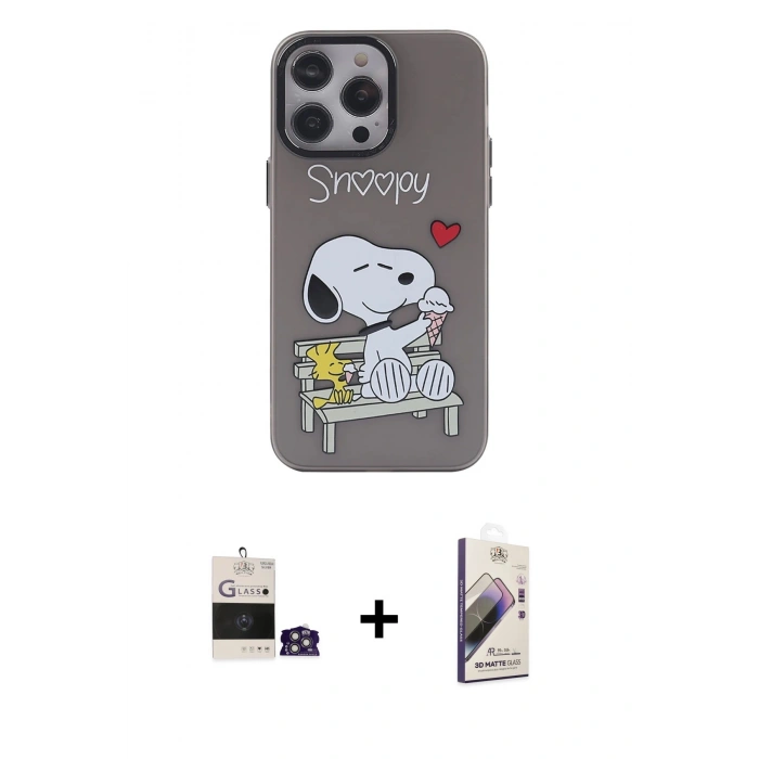 MARSİLYAN™- iPhone 14 Pro Max Kılıf Zirve Form Özel Seri - Siyah Bilvis 3D Mat Cam Ekran Koruyucu + Bilvis Titan Kamera Lens - GS