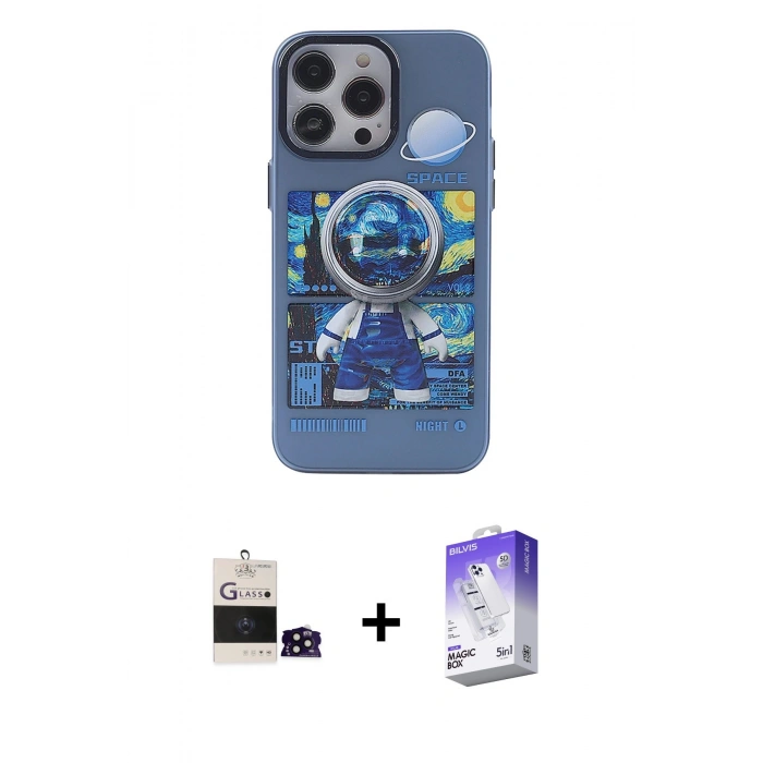 MARSİLYAN™- iPhone 14 Pro Max Kılıf Zirve Form Özel Seri - Siyah Bilvis 5in1 3D Magic Cam Ekran Koruyucu + Bilvis Titan Kamera Lens - SH