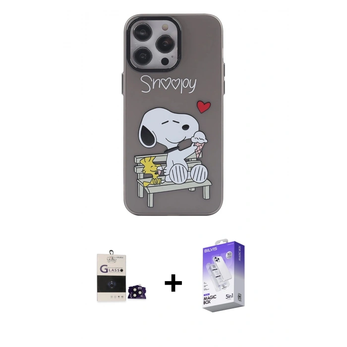 MARSİLYAN™- iPhone 14 Pro Max Kılıf Zirve Form Özel Seri - Siyah Bilvis 5in1 3D Magic Cam Ekran Koruyucu + Bilvis Titan Kamera Lens - SH