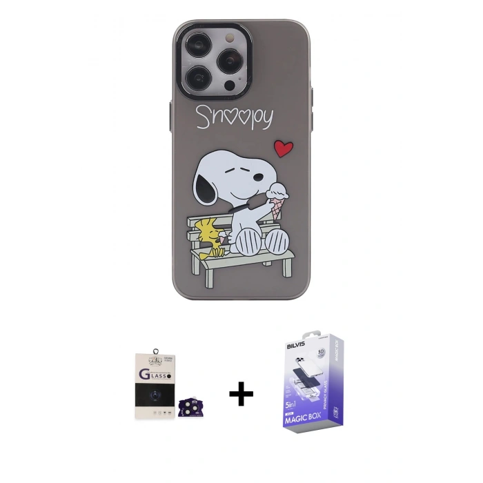 MARSİLYAN™- iPhone 14 Pro Max Kılıf Zirve Form Özel Seri - Siyah Bilvis 5in1 5D Magic Hayalet Cam Ekran Koruyucu + Bilvis Titan Kamera Lens - DNMR