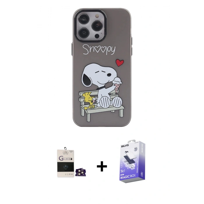 MARSİLYAN™- iPhone 14 Pro Max Kılıf Zirve Form Özel Seri - Siyah Bilvis 5in1 5D Magic Hayalet Cam Ekran Koruyucu + Bilvis Titan Kamera Lens - GD