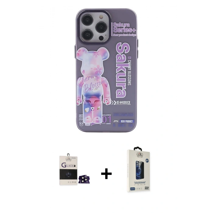 MARSİLYAN™- iPhone 14 Pro Max Kılıf Zirve Form Özel Seri - Siyah Bilvis Hayalet Cam Ekran Koruyucu + Bilvis Titan Kamera Lens - SH