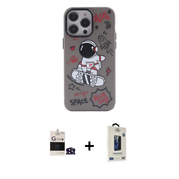 MARSİLYAN™- iPhone 14 Pro Max Kılıf Zirve Form Özel Seri - Siyah Bilvis Hayalet Cam Ekran Koruyucu + Bilvis Titan Kamera Lens - DNMR