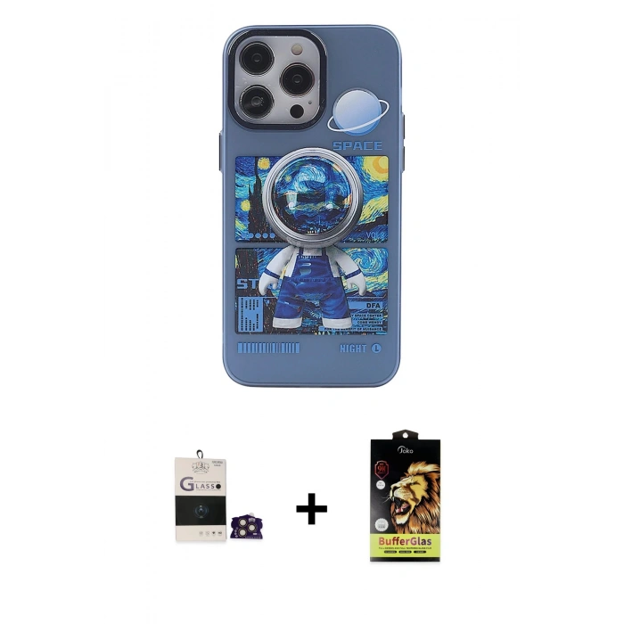 MARSİLYAN™- iPhone 14 Pro Max Kılıf Zirve Form Özel Seri - Siyah Buffer Cam Ekran Koruyucu + Bilvis Titan Kamera Lens - GD
