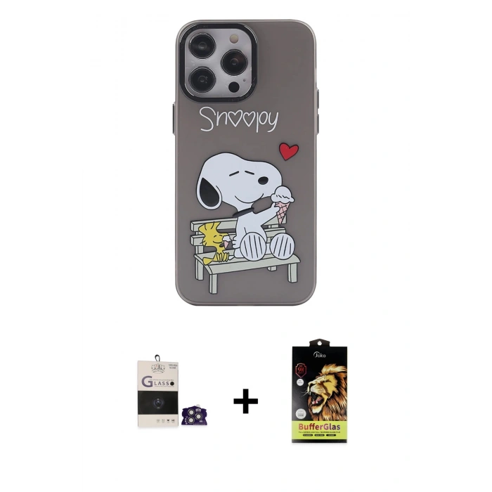 MARSİLYAN™- iPhone 14 Pro Max Kılıf Zirve Form Özel Seri - Siyah Buffer Cam Ekran Koruyucu + Bilvis Titan Kamera Lens - GS