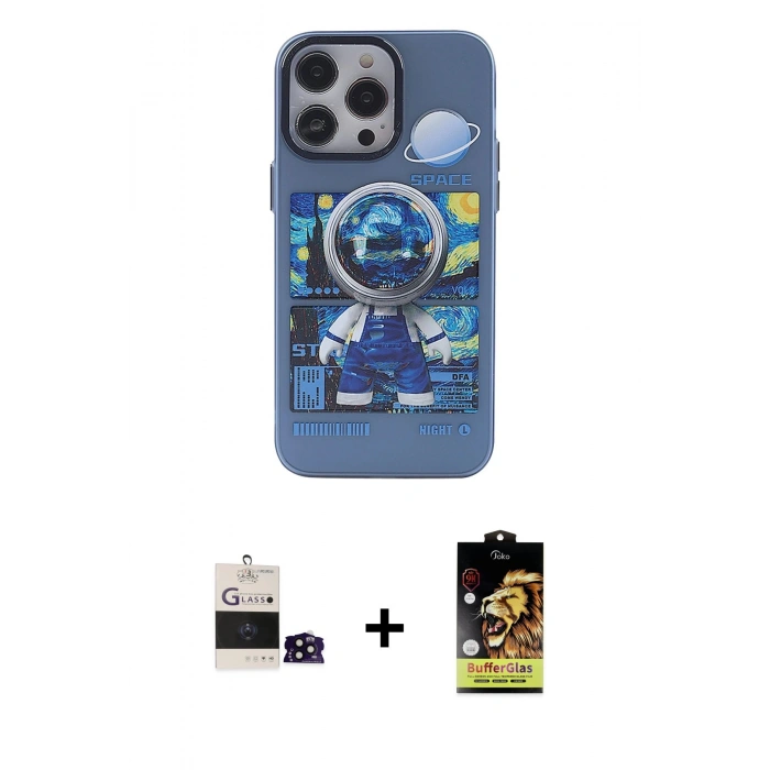 MARSİLYAN™- iPhone 14 Pro Max Kılıf Zirve Form Özel Seri - Siyah Buffer Cam Ekran Koruyucu + Siyah Bilvis Titan Kamera Lens
