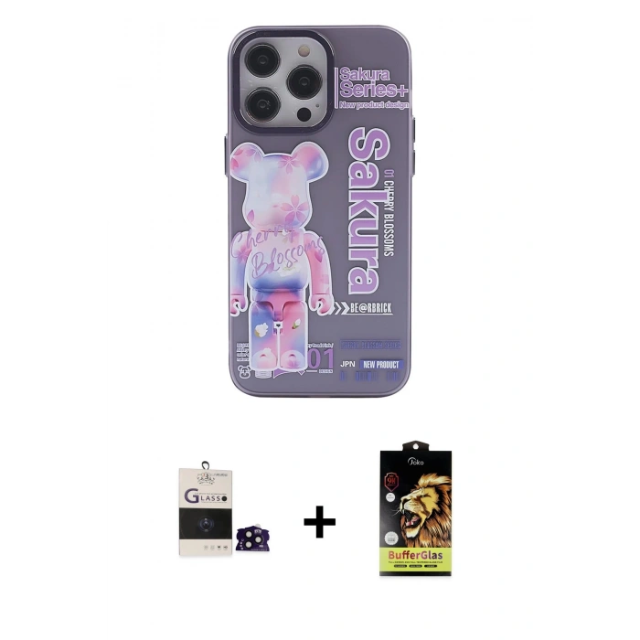 MARSİLYAN™- iPhone 14 Pro Max Kılıf Zirve Form Özel Seri - Siyah Buffer Cam Ekran Koruyucu + Siyah Bilvis Titan Kamera Lens