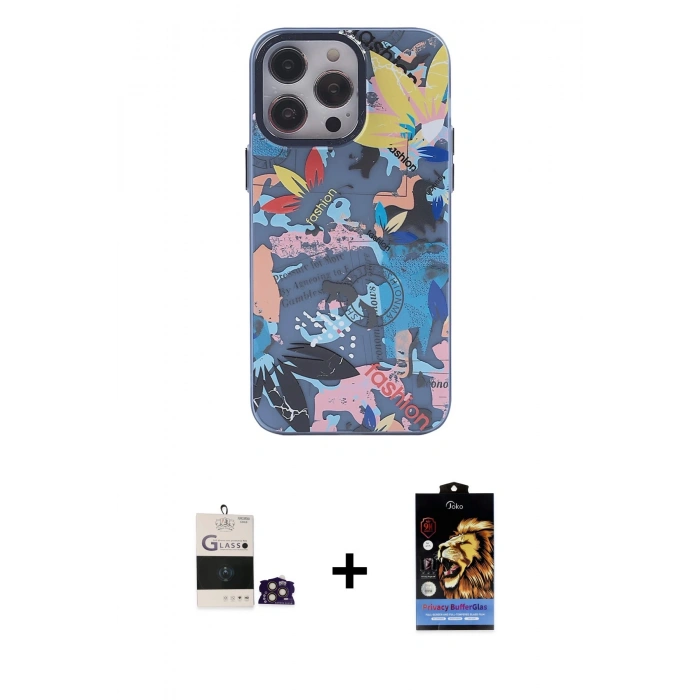 MARSİLYAN™- iPhone 14 Pro Max Kılıf Zirve Form Özel Seri - Siyah Buffer Hayalet Cam Ekran Koruyucu + Bilvis Titan Kamera Lens - GD