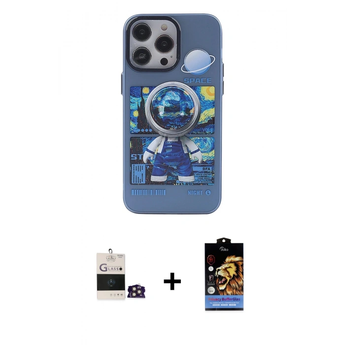 MARSİLYAN™- iPhone 14 Pro Max Kılıf Zirve Form Özel Seri - Siyah Buffer Hayalet Cam Ekran Koruyucu + Bilvis Titan Kamera Lens - GD