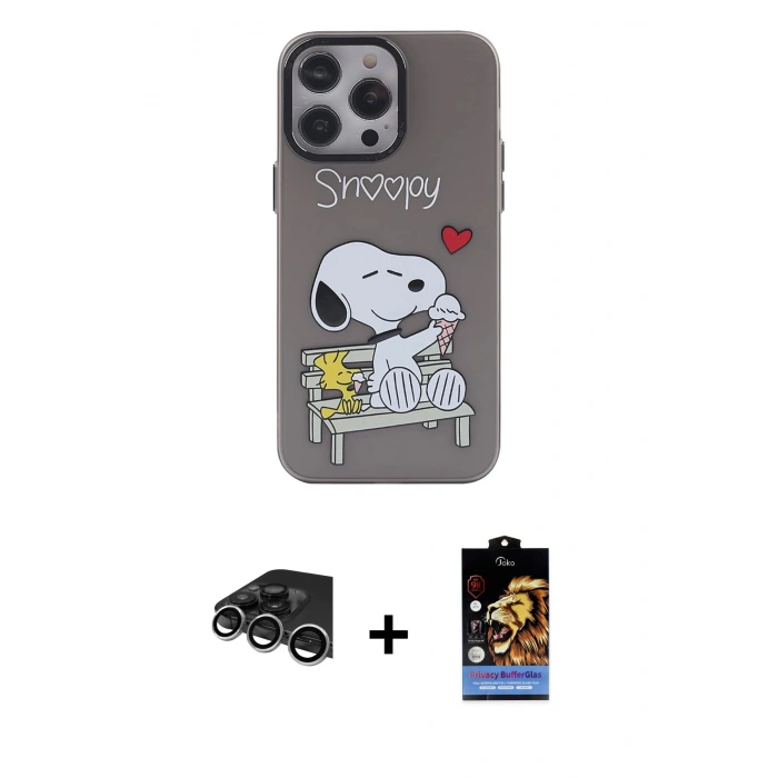 MARSİLYAN™- iPhone 14 Pro Max Kılıf Zirve Form Özel Seri - Siyah Buffer Hayalet Cam Ekran Koruyucu + Raze Metal Kamera Lens - GS