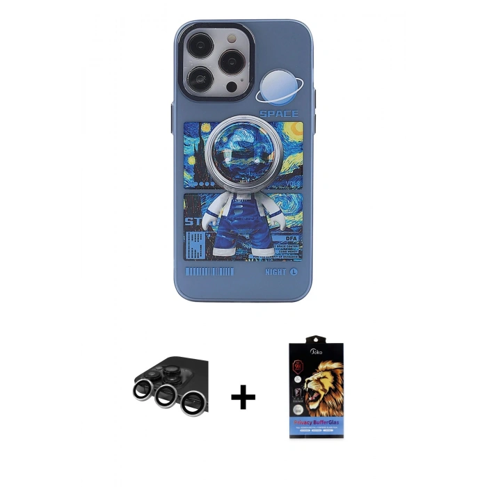 MARSİLYAN™- iPhone 14 Pro Max Kılıf Zirve Form Özel Seri - Siyah Buffer Hayalet Cam Ekran Koruyucu + Raze Metal Kamera Lens - GS