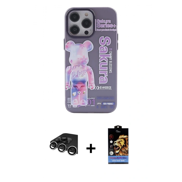 MARSİLYAN™- iPhone 14 Pro Max Kılıf Zirve Form Özel Seri - Siyah Buffer Hayalet Cam Ekran Koruyucu + Raze Metal Kamera Lens - GS