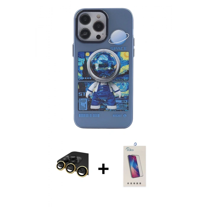 MARSİLYAN™- iPhone 14 Pro Max Kılıf Zirve Form Özel Seri - Siyah Joko 5D Cam + Raze Metal Kamera Lens - GD