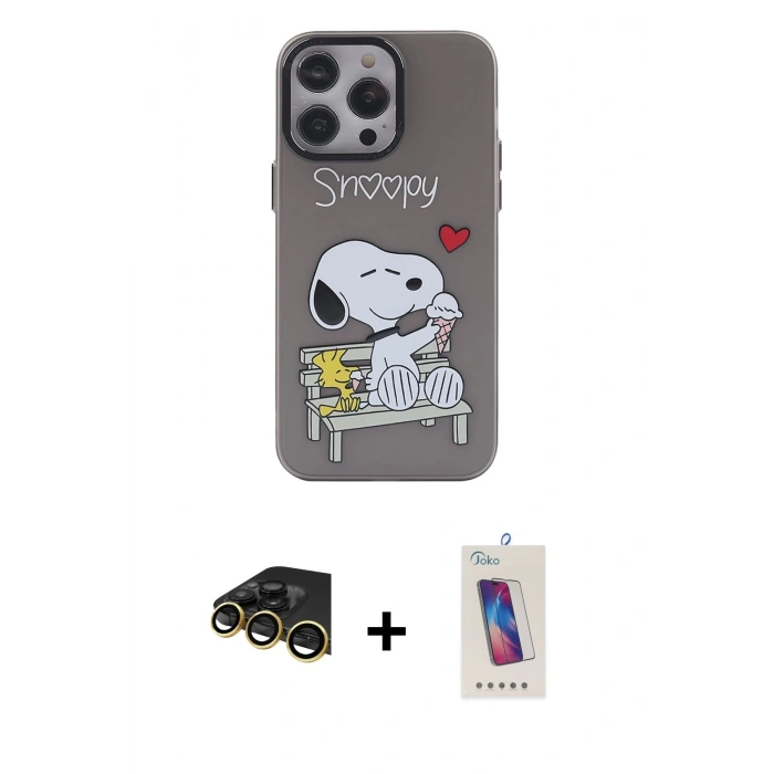 MARSİLYAN™- iPhone 14 Pro Max Kılıf Zirve Form Özel Seri - Siyah Joko 5D Cam + Raze Metal Kamera Lens - GD