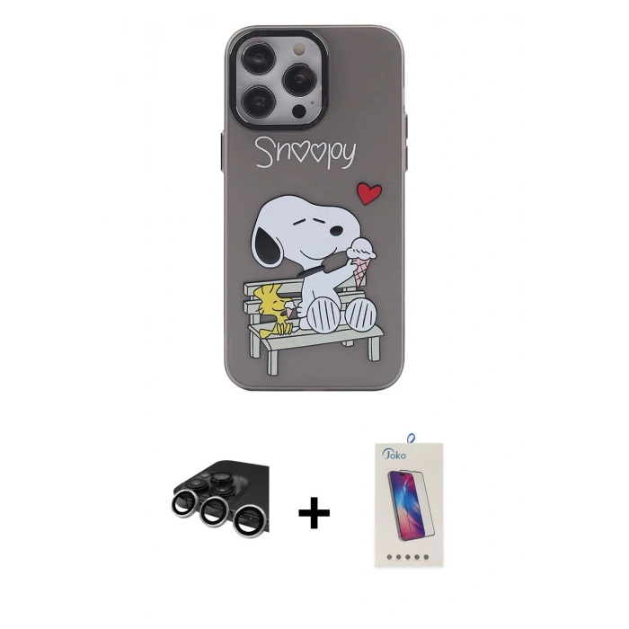 MARSİLYAN™- iPhone 14 Pro Max Kılıf Zirve Form Özel Seri - Siyah Joko 5D Cam + Raze Metal Kamera Lens - GS