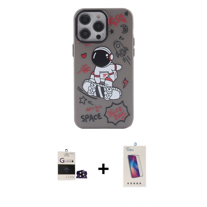 MARSİLYAN™- iPhone 14 Pro Max Kılıf Zirve Form Özel Seri - Siyah Joko 5D Cam + Bilvis Titan Kamera Lens - SH