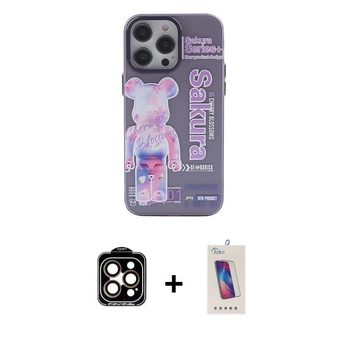MARSİLYAN™- iPhone 14 Pro Max Kılıf Zirve Form Özel Seri - Siyah Joko 5D Cam + PVD Metal Kamera Lens - TU