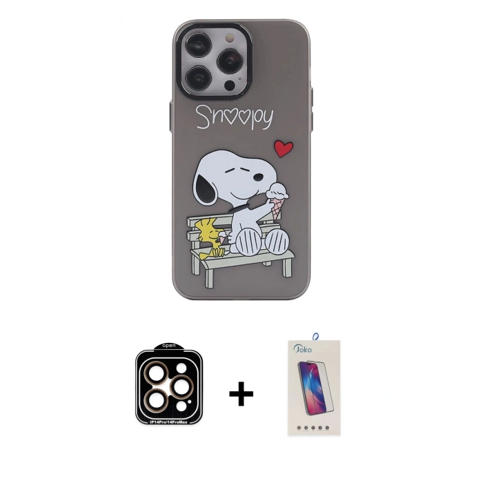 MARSİLYAN™- iPhone 14 Pro Max Kılıf Zirve Form Özel Seri - Siyah Joko 5D Cam + PVD Metal Kamera Lens - TU
