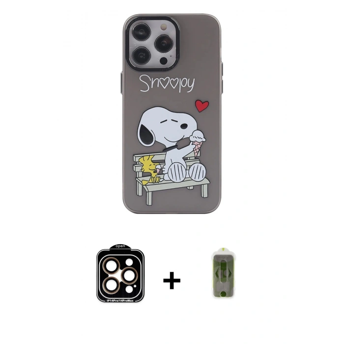 MARSİLYAN™- iPhone 14 Pro Max Kılıf Zirve Form Özel Seri - Siyah Joko Magic 5D Hayalet Cam + PVD Metal Kamera Lens - TU