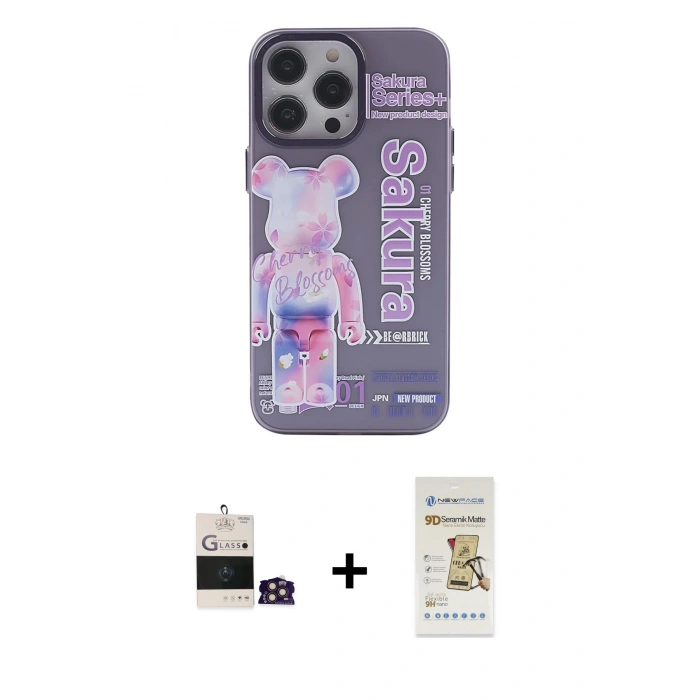 MARSİLYAN™- iPhone 14 Pro Max Kılıf Zirve Form Özel Seri - Siyah Mat Seramik Nano Ekran Koruyucu + Bilvis Titan Kamera Lens - GD