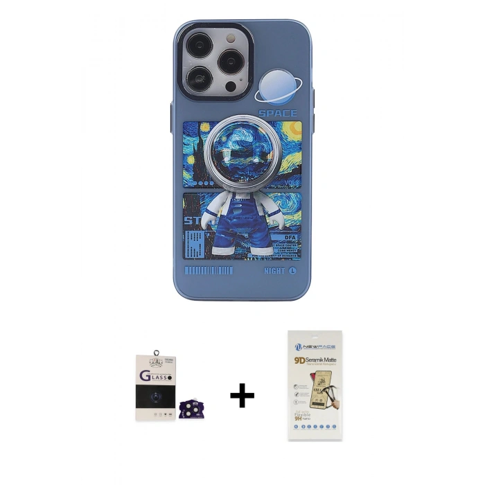 MARSİLYAN™- iPhone 14 Pro Max Kılıf Zirve Form Özel Seri - Siyah Mat Seramik Nano Ekran Koruyucu + Bilvis Titan Kamera Lens - DNMR