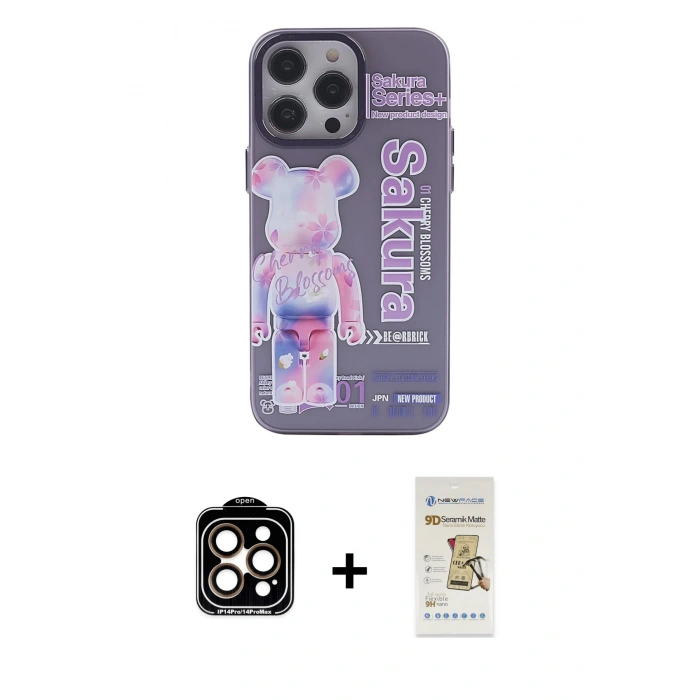 MARSİLYAN™- iPhone 14 Pro Max Kılıf Zirve Form Özel Seri - Siyah Mat Seramik Nano Ekran Koruyucu + PVD Metal Kamera Lens - TU