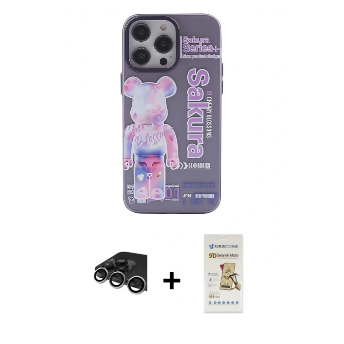 MARSİLYAN™- iPhone 14 Pro Max Kılıf Zirve Form Özel Seri - Siyah Mat Seramik Nano Ekran Koruyucu + Raze Metal Kamera Lens - GS
