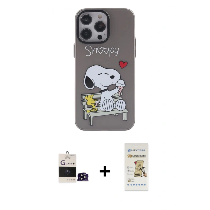 MARSİLYAN™- iPhone 14 Pro Max Kılıf Zirve Form Özel Seri - Siyah Mat Seramik Nano Ekran Koruyucu + Siyah Bilvis Titan Kamera Lens