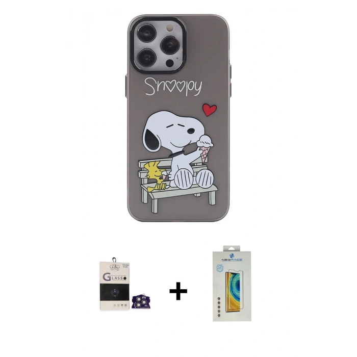 MARSİLYAN™- iPhone 14 Pro Max Kılıf Zirve Form Özel Seri - Siyah Polymer Nano Ekran Koruyucu + Bilvis Titan Kamera Lens - GS