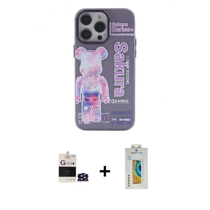 MARSİLYAN™- iPhone 14 Pro Max Kılıf Zirve Form Özel Seri - Siyah Polymer Nano Ekran Koruyucu + Bilvis Titan Kamera Lens - DNMR