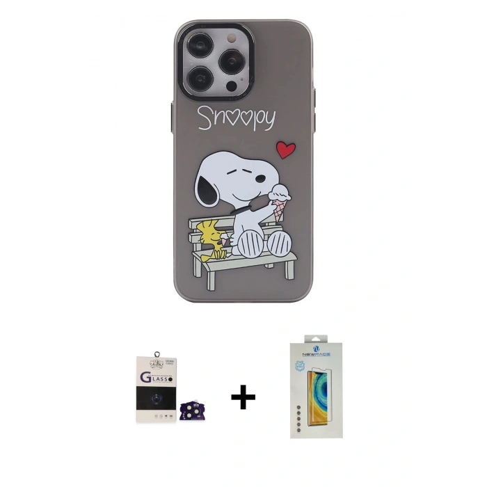 MARSİLYAN™- iPhone 14 Pro Max Kılıf Zirve Form Özel Seri - Siyah Polymer Nano Ekran Koruyucu + Bilvis Titan Kamera Lens - DNMR