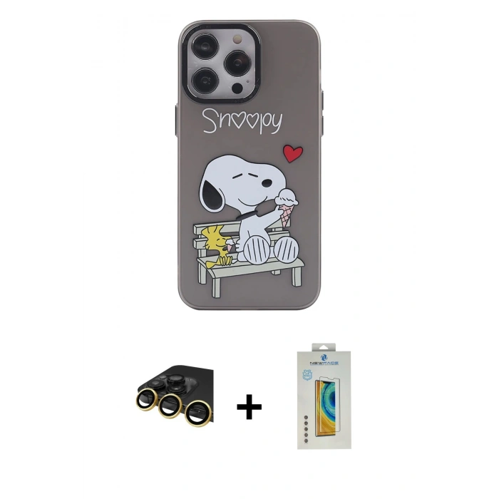 MARSİLYAN™- iPhone 14 Pro Max Kılıf Zirve Form Özel Seri - Siyah Polymer Nano Ekran Koruyucu + Raze Metal Kamera Lens - GD