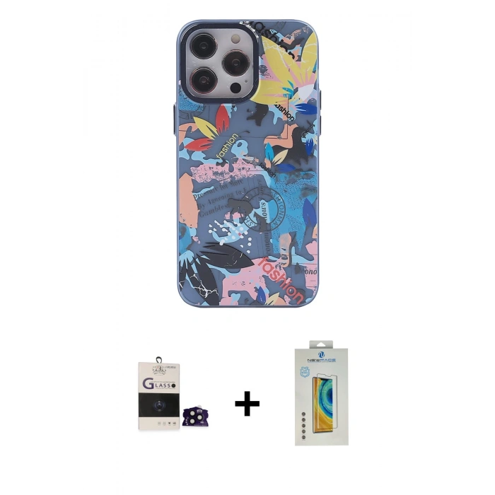 MARSİLYAN™- iPhone 14 Pro Max Kılıf Zirve Form Özel Seri - Siyah Polymer Nano Ekran Koruyucu + Bilvis Titan Kamera Lens - SH