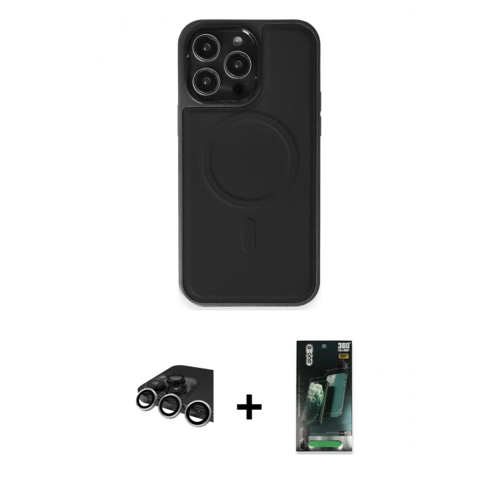 MARSİLYAN™- iPhone 14 Pro Max Kılıf Zirve Işık Serisi - Şeffaf 360 Full Body Arka Koruyucu + Raze Metal Kamera Lens - GS