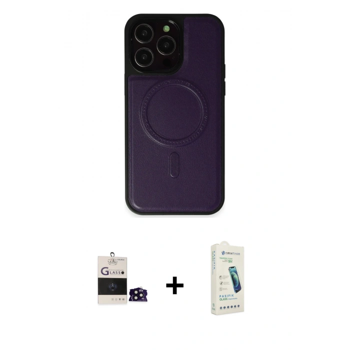 MARSİLYAN™- iPhone 14 Pro Max Kılıf Zirve Işık Serisi - Şeffaf Pasifik Cam Ekran Koruyucu + Bilvis Titan Kamera Lens - SH