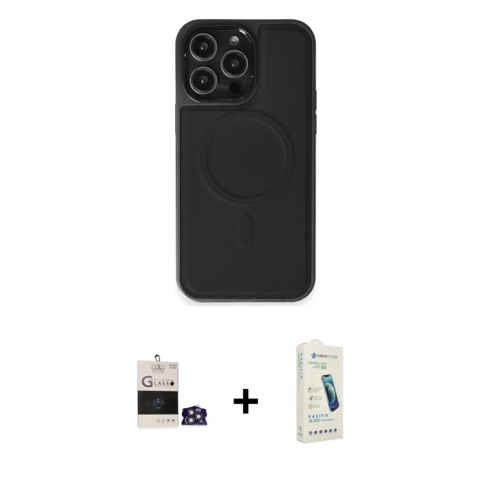 MARSİLYAN™- iPhone 14 Pro Max Kılıf Zirve Işık Serisi - Şeffaf Pasifik Cam Ekran Koruyucu + Bilvis Titan Kamera Lens - GS