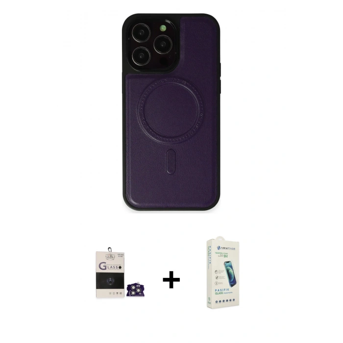 MARSİLYAN™- iPhone 14 Pro Max Kılıf Zirve Işık Serisi - Şeffaf Pasifik Cam Ekran Koruyucu + Bilvis Titan Kamera Lens - GS