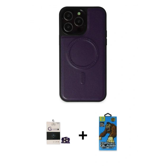 MARSİLYAN™- iPhone 14 Pro Max Kılıf Zirve Işık Serisi - Siyah 18D Cam Ekran Koruyucu + Bilvis Titan Kamera Lens - GD
