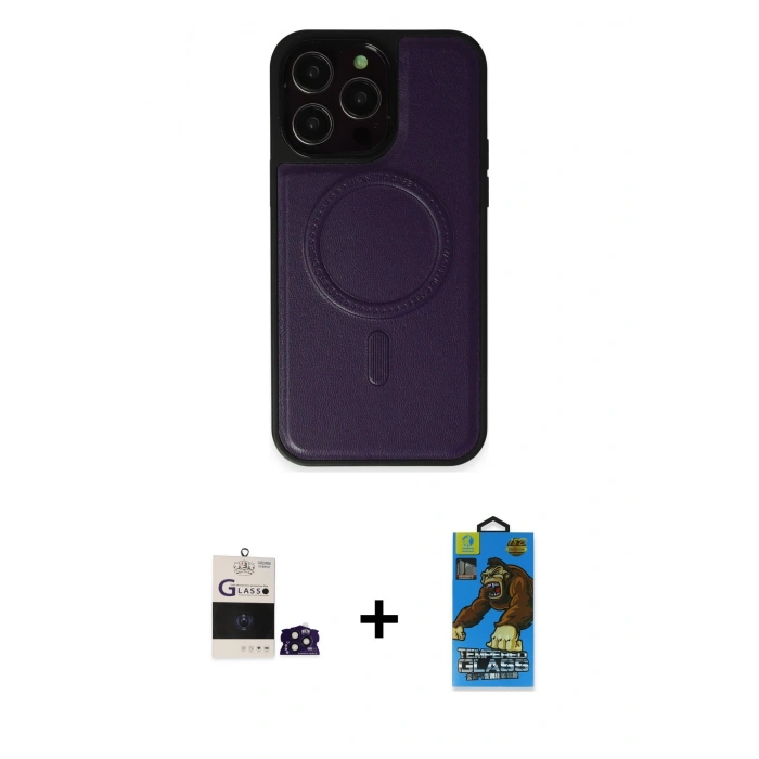 MARSİLYAN™- iPhone 14 Pro Max Kılıf Zirve Işık Serisi - Siyah 18D Cam Ekran Koruyucu + Bilvis Titan Kamera Lens - DNMR