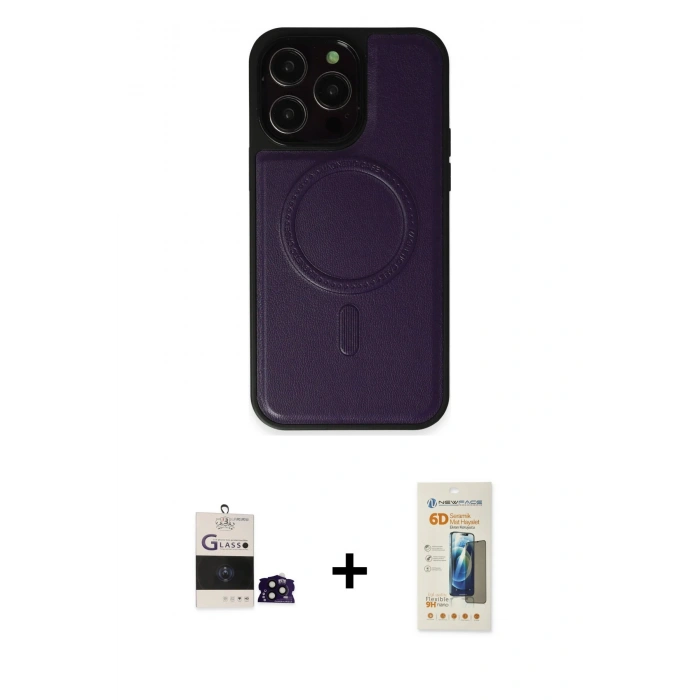 MARSİLYAN™- iPhone 14 Pro Max Kılıf Zirve Işık Serisi - Siyah 6D Mat Seramik Hayalet Nano Ekran Koruyucu + Bilvis Titan Kamera Lens - SH