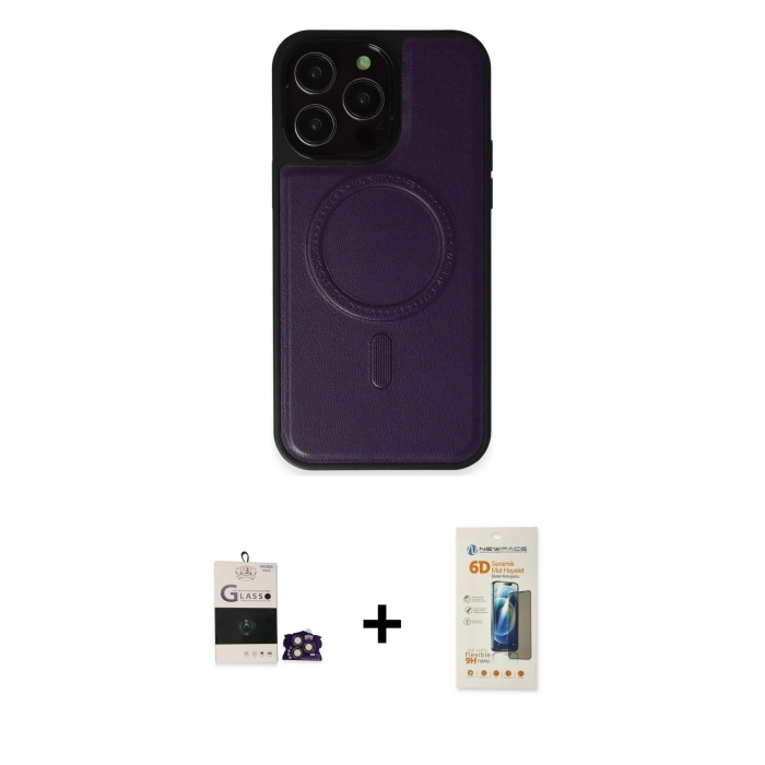 MARSİLYAN™- iPhone 14 Pro Max Kılıf Zirve Işık Serisi - Siyah 6D Mat Seramik Hayalet Nano Ekran Koruyucu + Bilvis Titan Kamera Lens - GD