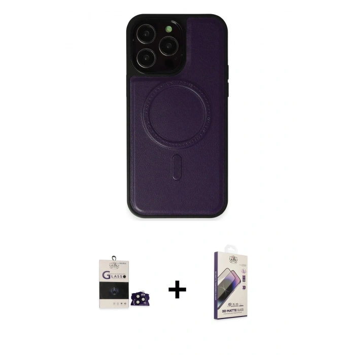 MARSİLYAN™- iPhone 14 Pro Max Kılıf Zirve Işık Serisi - Siyah Bilvis 3D Mat Cam Ekran Koruyucu + Bilvis Titan Kamera Lens - SH