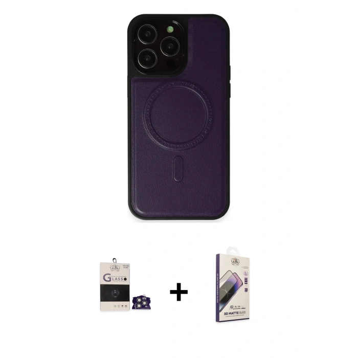 MARSİLYAN™- iPhone 14 Pro Max Kılıf Zirve Işık Serisi - Siyah Bilvis 3D Mat Cam Ekran Koruyucu + Bilvis Titan Kamera Lens - GS