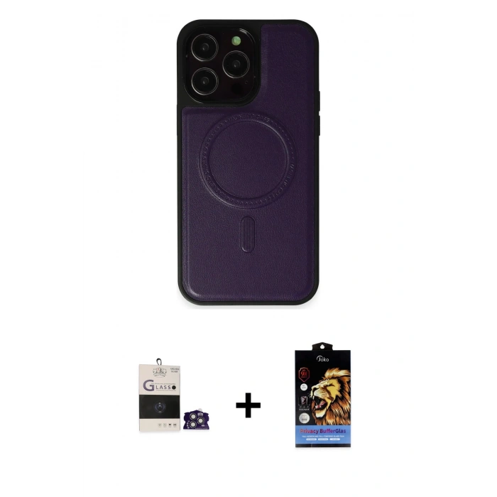 MARSİLYAN™- iPhone 14 Pro Max Kılıf Zirve Işık Serisi - Siyah Buffer Hayalet Cam Ekran Koruyucu + Bilvis Titan Kamera Lens - GS