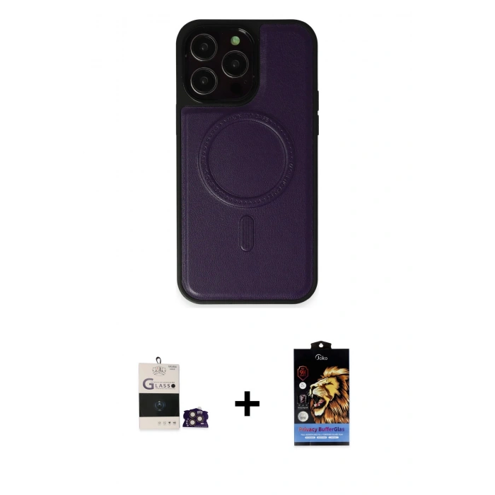 MARSİLYAN™- iPhone 14 Pro Max Kılıf Zirve Işık Serisi - Siyah Buffer Hayalet Cam Ekran Koruyucu + Gold Bilvis Titan Kamera Lens